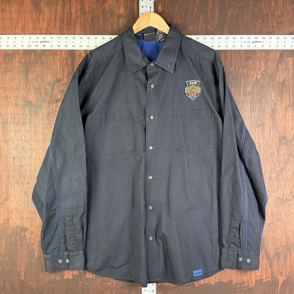 Harley-Davidson Embroidered Button Up Shirt 115th Anniversary 100 Cotton 2XL XXL